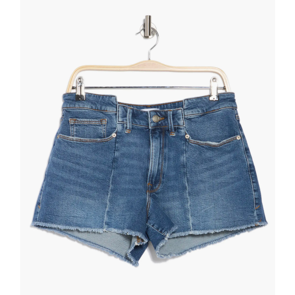 NEW Good American Good '90s Seamed Denim Shorts Plus Size 30 Blue Denim Cut-Off